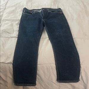 Classic Men's Dark Blue Straight Jeans